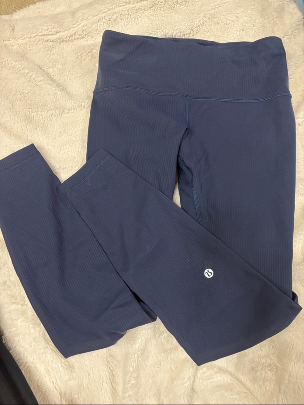 lululemon athletica Navy Ribbed High-Rise Leggings
